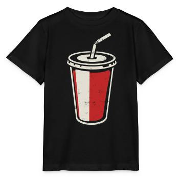 Cola Becher mit Strohhalm - eisgekühlt trinken - Stanley/Stella Kinder T-Shirt MINI CREATOR  - Schwarz - Vorne - Mikhail (115cm)