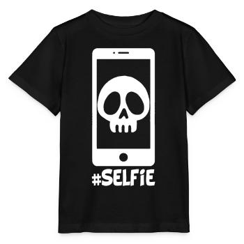 Selfie eines weißen Totenkopfes - Stanley/Stella Kinder T-Shirt MINI CREATOR  - Schwarz - Vorne - Mikhail (115cm)