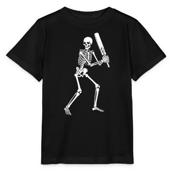 Skeleton spielt Cricket - Stanley/Stella Kinder T-Shirt MINI CREATOR  - Schwarz - Vorne - Mikhail (115cm)