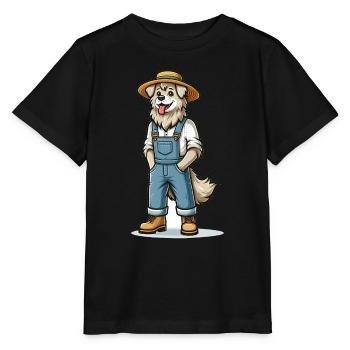 Cute Dog Farmer - Stanley/Stella Kinder T-Shirt MINI CREATOR  - Schwarz - Vorne - Mikhail (115cm)