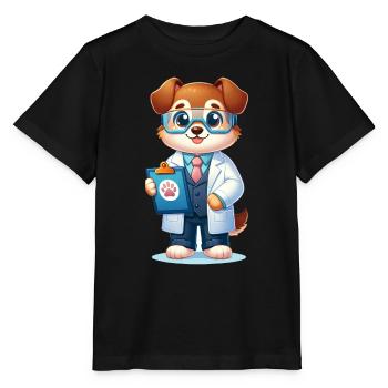 Cute Dog Scientist - Stanley/Stella MINI CREATOR Kids’ T-Shirt - black - Front - Mikhail (115cm)