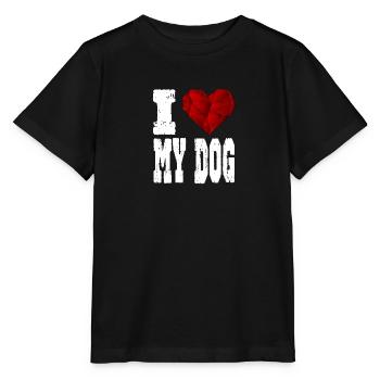 i love my dog - Stanley/Stella MINI CREATOR Kids’ T-Shirt - black - Front - Mikhail (115cm)