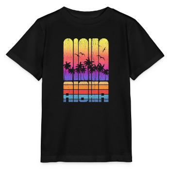 Cool Vacation Aloha Seaside Palm Tree Novelty - Stanley/Stella MINI CREATOR Kids’ T-Shirt - black - Front - Mikhail (115cm)