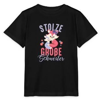 Stolze große Schwester Geschwister Baby Kind Fuchs - Stanley/Stella Kinder T-Shirt MINI CREATOR  - Schwarz - Vorne - Mikhail (115cm)