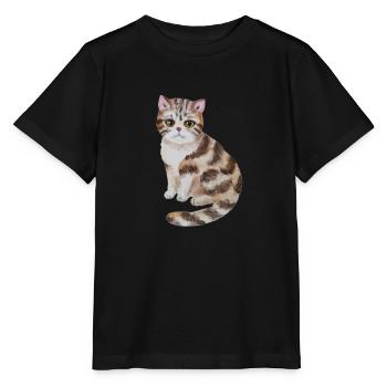 Süße Katze - Stanley/Stella Kinder T-Shirt MINI CREATOR  - Schwarz - Vorne - Mikhail (115cm)