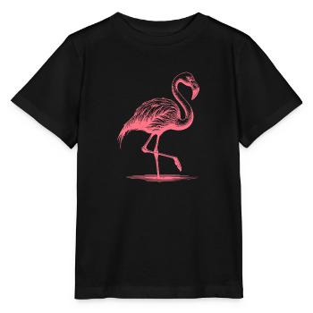 Joli flamant rose debout sur une jambe - T-shirt bio MINI CREATOR Stanley/Stella Enfant - noir - Devant - Mikhail (115cm)
