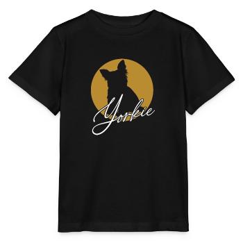 Liebenswerter Yorkie im Farbkreis mit Schriftzug - Stanley/Stella Kinder T-Shirt MINI CREATOR  - Schwarz - Vorne - Mikhail (115cm)