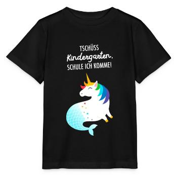 Tschüss Kindergarten - Einhorn Meerjungfrau Schule - Stanley/Stella Kinder T-Shirt MINI CREATOR  - Schwarz - Vorne - Mikhail (115cm)