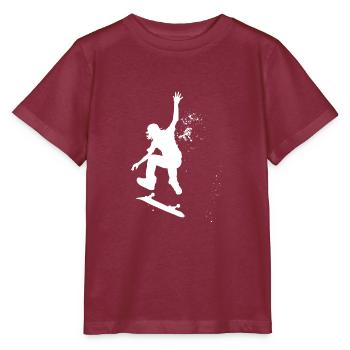 Skater mit Skateboard Stunt Skater Jungen Kinder - Stanley/Stella Kinder T-Shirt MINI CREATOR  - Burgunderrot - Vorne - Kain (125cm)