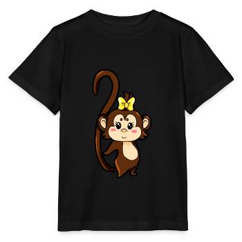 Paire de singes pour partenaires - Femelle - T-shirt bio MINI CREATOR Stanley/Stella Enfant - noir - Devant - Mikhail (115cm)