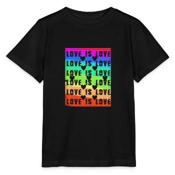 love is love,hearts,colorful,rainbow,love,retro - Stanley/Stella MINI CREATOR Kids’ T-Shirt - black - Front - Mikhail (115cm)
