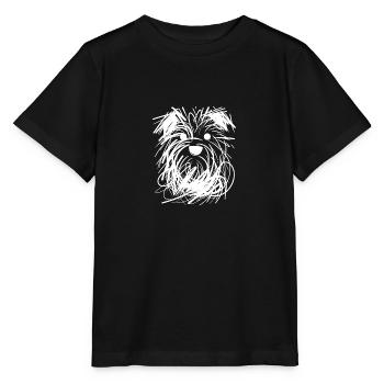 Portrait de chien créatif aux lignes chaotiques - T-shirt bio MINI CREATOR Stanley/Stella Enfant - noir - Devant - Mikhail (115cm)