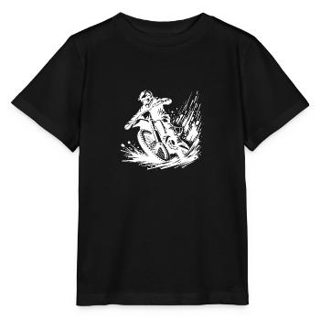 Rasanter Motocross Fahrer im Matsch Splash - Stanley/Stella Kinder T-Shirt MINI CREATOR  - Schwarz - Vorne - Mikhail (115cm)
