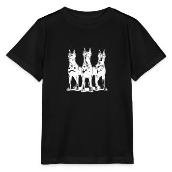 Trois chiens dobermans féroces et vigilants - T-shirt bio MINI CREATOR Stanley/Stella Enfant - noir - Devant - Mikhail (115cm)