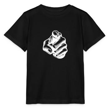 Hand with index finger finger pointing hand gesture - Stanley/Stella MINI CREATOR Kids’ T-Shirt - black - Front - Mikhail (115cm)