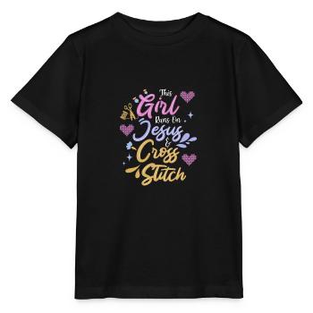 Cross Stitch Cross Stitch Embroidery - Stanley/Stella MINI CREATOR Kids’ T-Shirt - black - Front - Mikhail (115cm)