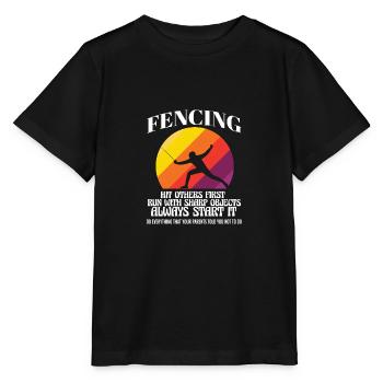 Funny Fencing Athlete Coach Sword Fighting Combat - Stanley/Stella Kinder T-Shirt MINI CREATOR  - Schwarz - Vorne - Mikhail (115cm)