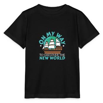 Auf dem Weg zur Entdeckung der Neuen Welt Kolumbus - Stanley/Stella Kinder T-Shirt MINI CREATOR  - Schwarz - Vorne - Mikhail (115cm)
