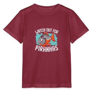 Beware of Piranhas Aquarian Fish Farming Fisc - Stanley/Stella MINI CREATOR Kids’ T-Shirt - burgundy - Front - Kain (125cm)