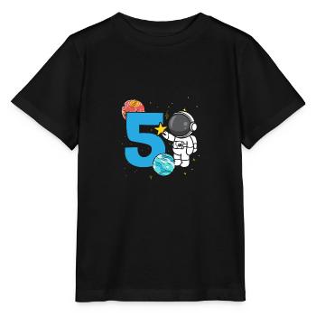 5th Birthday Celebration Outerspace Happy Bday - Stanley/Stella MINI CREATOR Kids’ T-Shirt - black - Front - Mikhail (115cm)