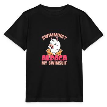 Schwimmen Alpaka Mein Badeanzug Llama Lover Schwim - Stanley/Stella Kinder T-Shirt MINI CREATOR  - Schwarz - Vorne - Mikhail (115cm)