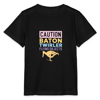 Vorsicht Baton Twirler Fliegende Objekte Baton Twi - Stanley/Stella Kinder T-Shirt MINI CREATOR  - Schwarz - Vorne - Mikhail (115cm)