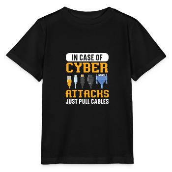 En cas de cyberattaques, il suffit de tirer des câbles - T-shirt bio MINI CREATOR Stanley/Stella Enfant - noir - Devant - Mikhail (115cm)