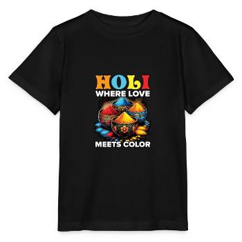 Joyeuse Holi Salutations Hindouisme Festival Indien - T-shirt bio MINI CREATOR Stanley/Stella Enfant - noir - Devant - Mikhail (115cm)