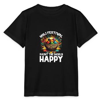 Joyeuse Holi Salutations Hindouisme Festival Indien - T-shirt bio MINI CREATOR Stanley/Stella Enfant - noir - Devant - Mikhail (115cm)