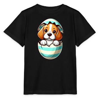 Buntes Beagle-Hund Osterei Schlüpf Design - Stanley/Stella Kinder T-Shirt MINI CREATOR  - Schwarz - Vorne - Mikhail (115cm)