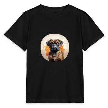 Portrait de carlin - T-shirt bio MINI CREATOR Stanley/Stella Enfant - noir - Devant - Mikhail (115cm)