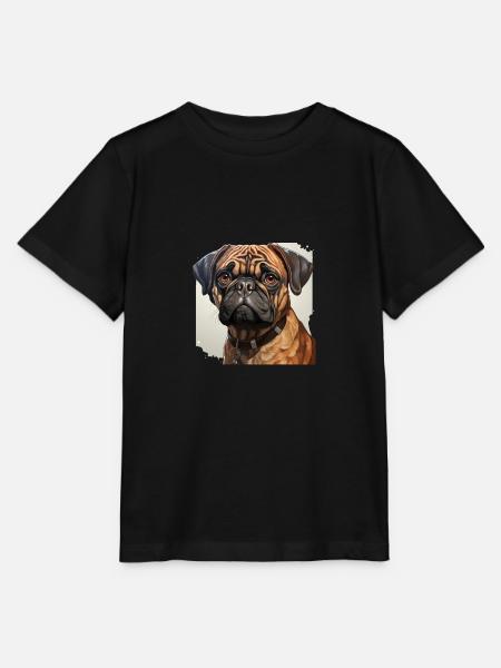 Mops Porträt - Stanley/Stella Kinder T-Shirt MINI CREATOR - Schwarz