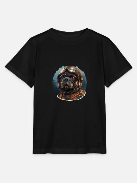Mops Pilot - Stanley/Stella Kinder T-Shirt MINI CREATOR  - Schwarz
