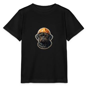 Mops als Baumeister - Stanley/Stella Kinder T-Shirt MINI CREATOR  - Schwarz - Vorne - Mikhail (115cm)