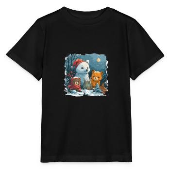 Bonhomme de neige avec ours en peluche - T-shirt bio MINI CREATOR Stanley/Stella Enfant - noir - Devant - Mikhail (115cm)
