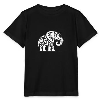 Elegant tattoo elephant with big tusks - Stanley/Stella MINI CREATOR Kids’ T-Shirt - black - Front - Mikhail (115cm)