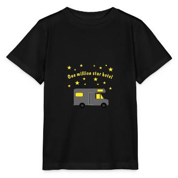 one million star hotel - T-shirt bio MINI CREATOR Stanley/Stella Enfant - noir - Devant - Mikhail (115cm)