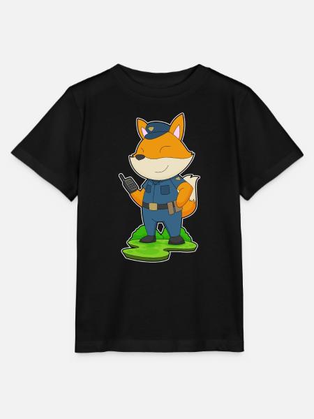 Fuchs Polizist Mikrofon Polizei - Stanley/Stella Kinder T-Shirt MINI CREATOR - Schwarz