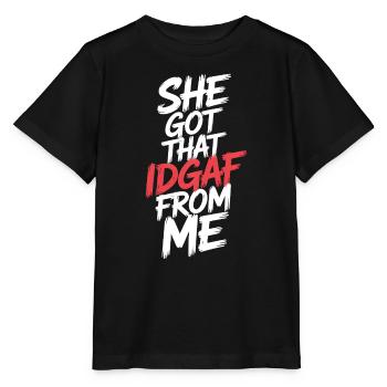 Elle a obtenu cet IDGAF de MOI - T-shirt bio MINI CREATOR Stanley/Stella Enfant - noir - Devant - Mikhail (115cm)
