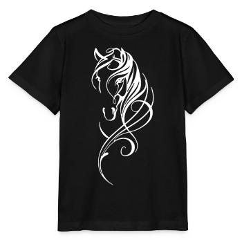 Elegant Swirl Horse Silhouette - Stanley/Stella MINI CREATOR Kids’ T-Shirt - black - Front - Mikhail (115cm)