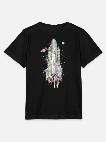 Fantasievolles Space Shuttle - kunstvoll gestaltet - Stanley/Stella Kinder T-Shirt MINI CREATOR  - Schwarz