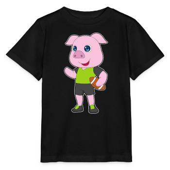 Pig American Football - Stanley/Stella MINI CREATOR Kids’ T-Shirt - black - Front - Mikhail (115cm)