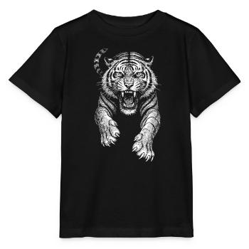 Tiger wild cat Raubtier cool Skizze Zeichnung - Stanley/Stella Kinder T-Shirt MINI CREATOR  - Schwarz - Vorne - Mikhail (115cm)
