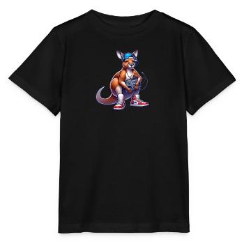 kangourou hip hop des années 80 écoutant de la musique - T-shirt bio MINI CREATOR Stanley/Stella Enfant - noir - Devant - Mikhail (115cm)