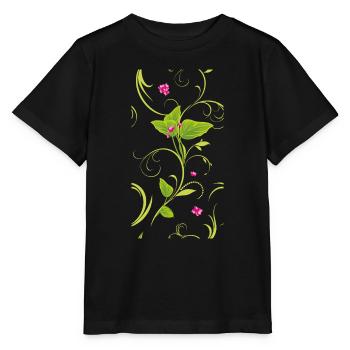 Sprig with pink flowers - Stanley/Stella MINI CREATOR Kids’ T-Shirt - black - Front - Mikhail (115cm)