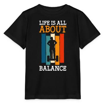 Roller Balance Floating Board - Stanley/Stella MINI CREATOR Kids’ T-Shirt - black - Front - Mikhail (115cm)