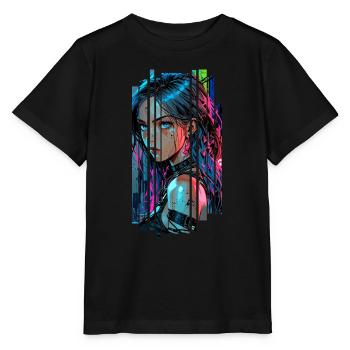 Cyber femme Urban city néon - T-shirt bio MINI CREATOR Stanley/Stella Enfant - noir - Devant - Mikhail (115cm)
