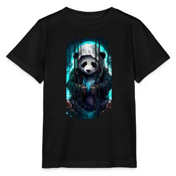 Animaux doux, cyber panda - T-shirt bio MINI CREATOR Stanley/Stella Enfant - noir - Devant - Mikhail (115cm)