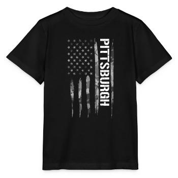 Pittsburgh - American Flag - Stanley/Stella MINI CREATOR Kids’ T-Shirt - black - Front - Mikhail (115cm)