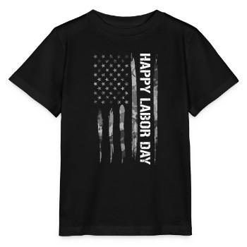 Bonne fête du Travail - Drapeau américain - T-shirt bio MINI CREATOR Stanley/Stella Enfant - noir - Devant - Mikhail (115cm)